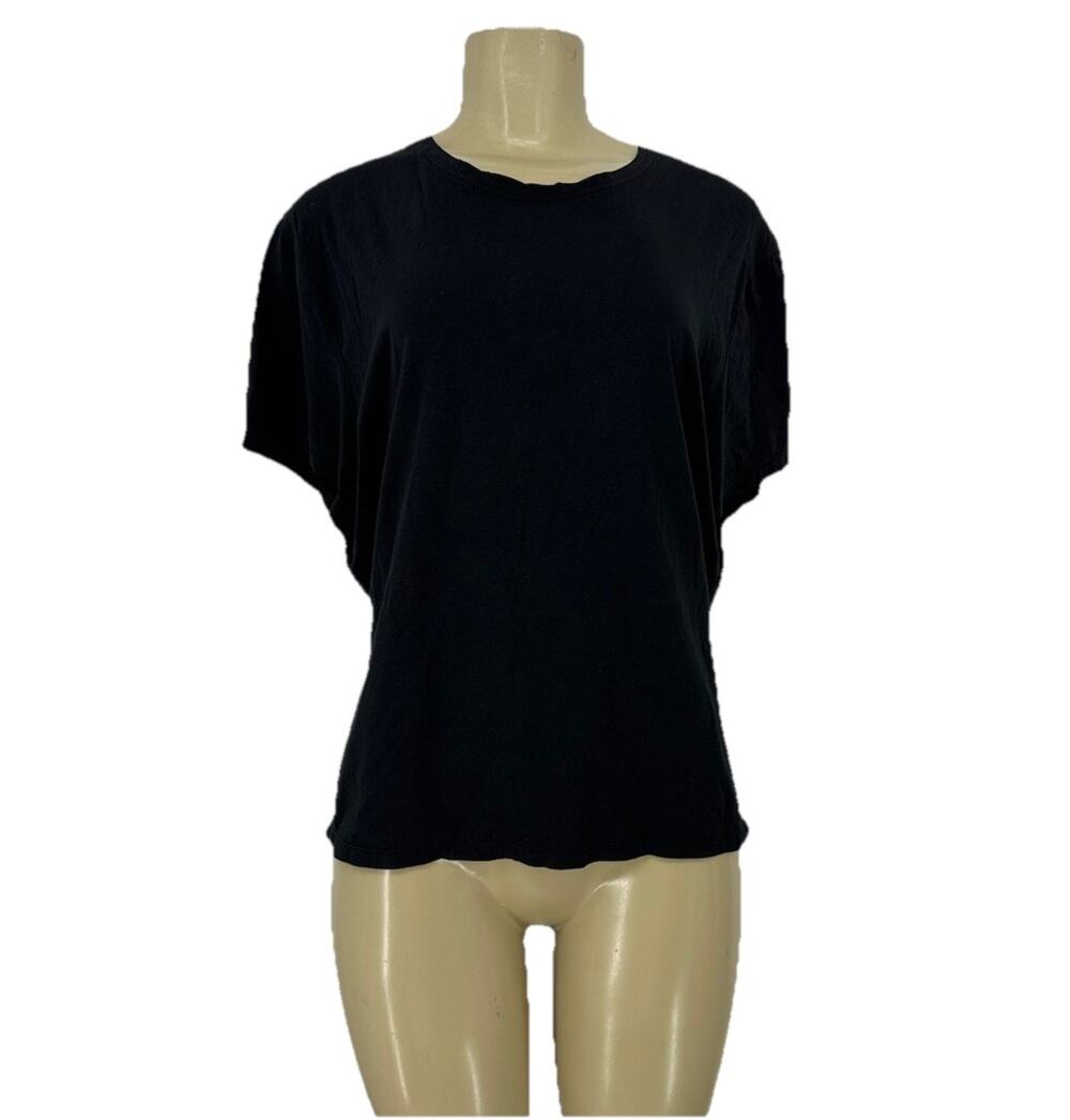 Oak + Fort XL Womens Black Cotton T-Shirt Short Sleeve Boxy Fit Minimalistic G41